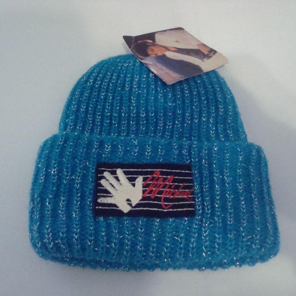 MICAEL JACKSON THRILLER 80S BEANIE KNIT TOBOGGAN SKI HAT CAP VINTAGE 00S Y2K W1 - Picture 1 of 2